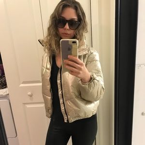 Women's Puffer Jacket- Wild Fable Metallic Gold M